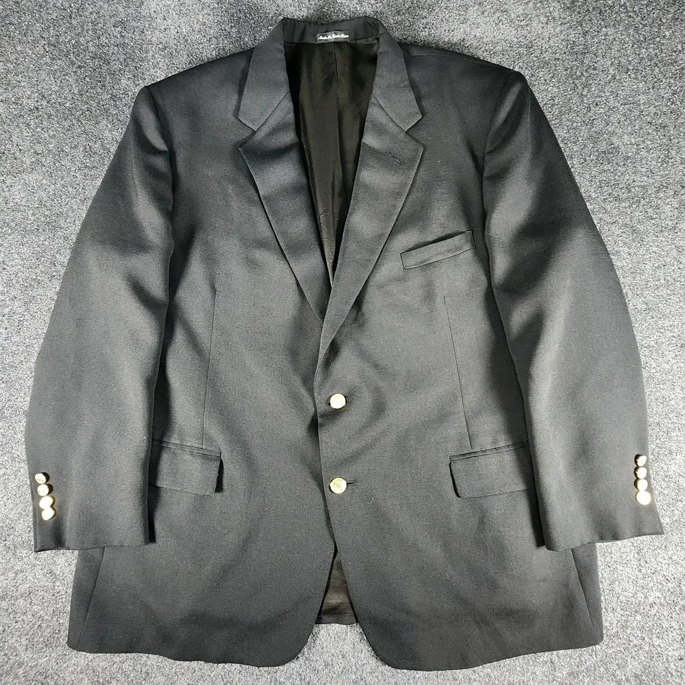 Wimbledon‎ Of England Men's 50R Black Gold Button Blazer Sport Coat Suit Jacket
